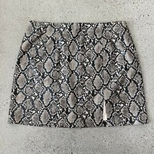 Zara Women Faux Leather Snake Print Mini Skirt